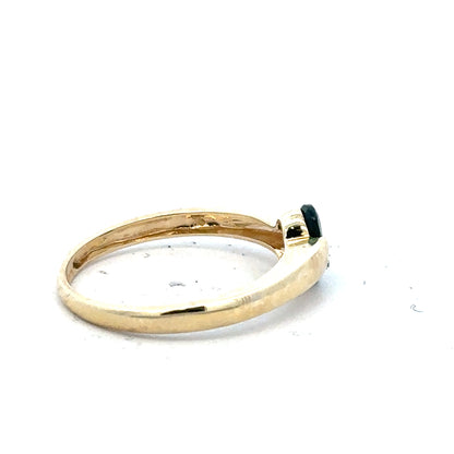 9ct yellow gold ring in size R with a smooth band, unbranded, displayed on a plain background.