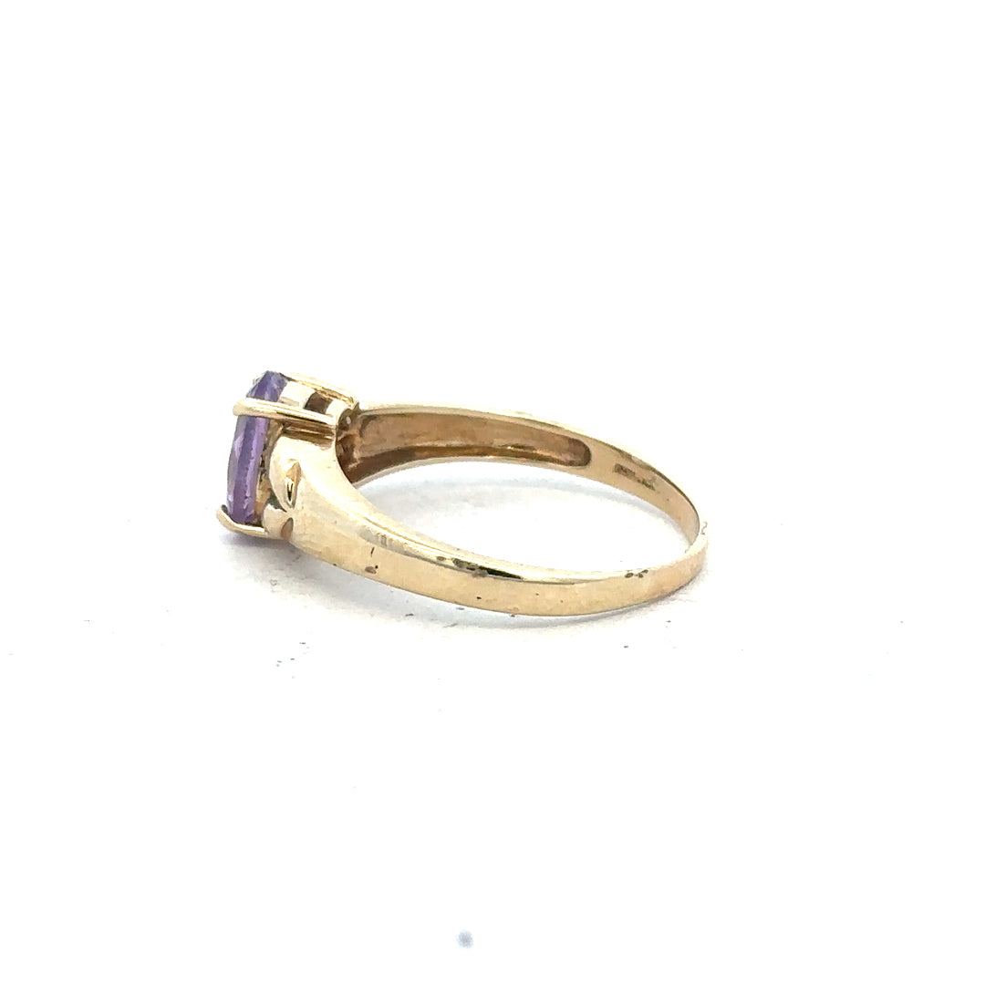 9ct yellow gold ring in size S with a smooth band, unbranded, shown on a plain background.