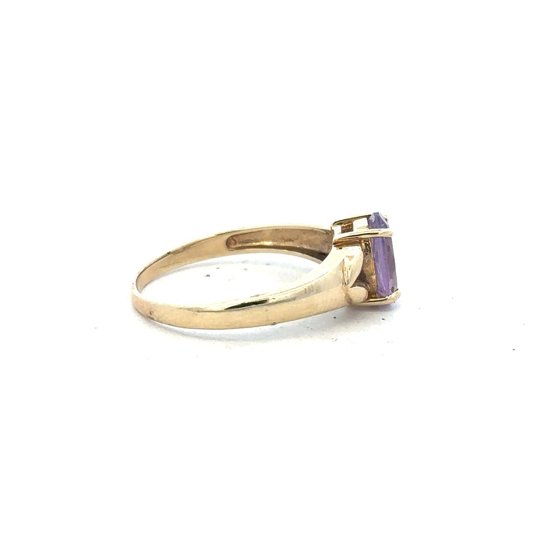 9ct yellow gold ring in size S with a smooth band, featuring a polished finish and unbranded design.
