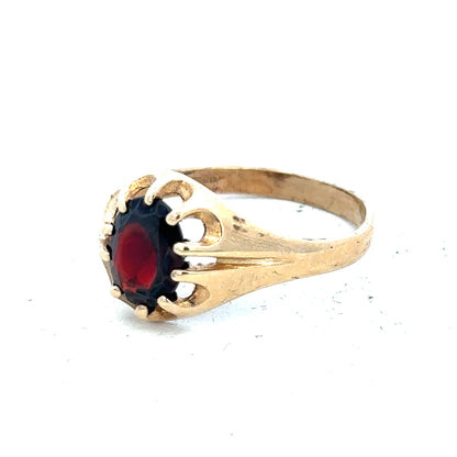 9ct yellow gold ring in size T with a simple band design, unbranded, shown on a plain background.