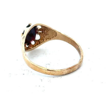 9ct yellow gold ring in size T with a smooth band, unbranded jewelry accessory, displayed on a white background.