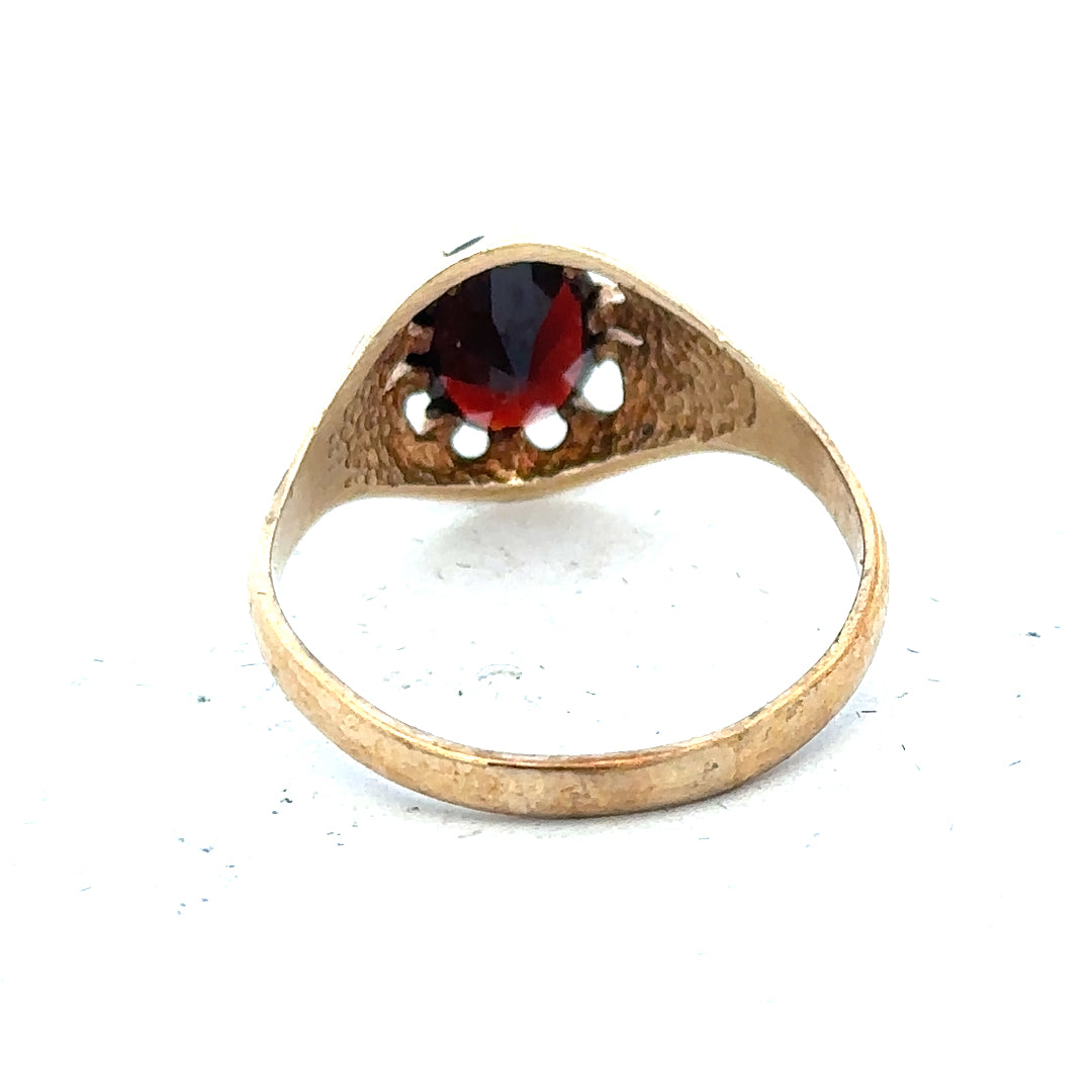 9ct yellow gold ring in size T with a smooth, polished band, unbranded jewelry showing a classic, elegant design.