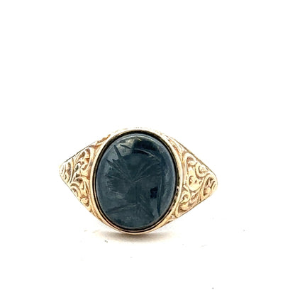 9ct yellow gold ring size T with a smooth polished band, unbranded, showcasing a classic and elegant jewelry design.