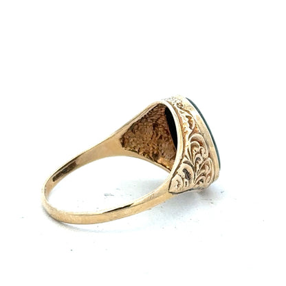 9ct yellow gold ring in size T with a smooth polished band, unbranded jewelry for everyday wear