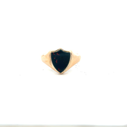 9ct yellow gold ring in size T, unbranded, with a smooth polished finish and classic design.