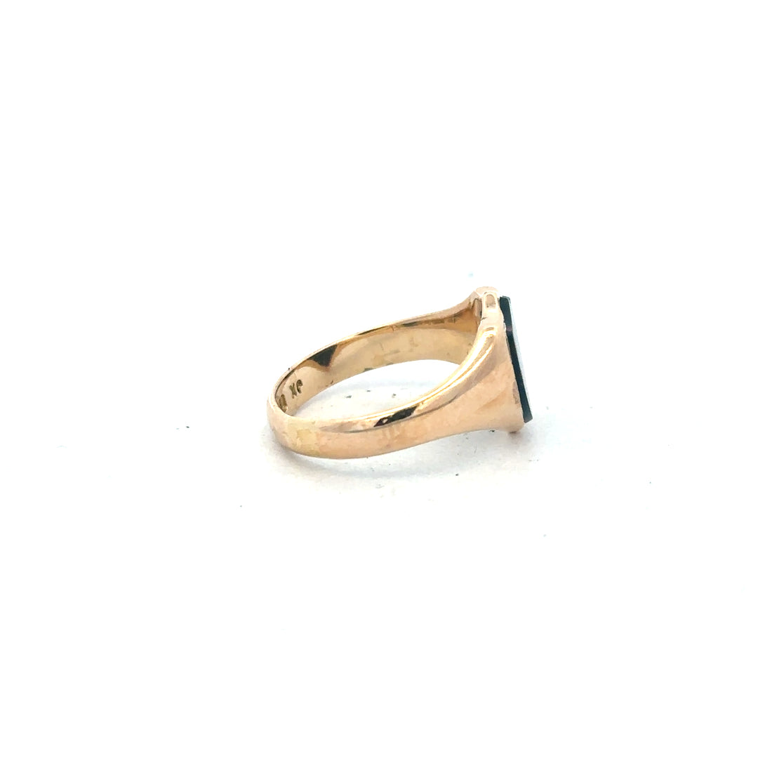 9ct yellow gold ring in size T with a simple band design, unbranded jewelry showcasing classic gold craftsmanship.