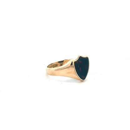 9ct yellow gold ring in size T with a smooth band, unbranded, showcasing a classic and elegant jewelry design.