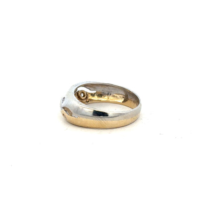 9ct yellow gold ring in size U with a smooth finish, unbranded jewelry piece displayed against a neutral background.