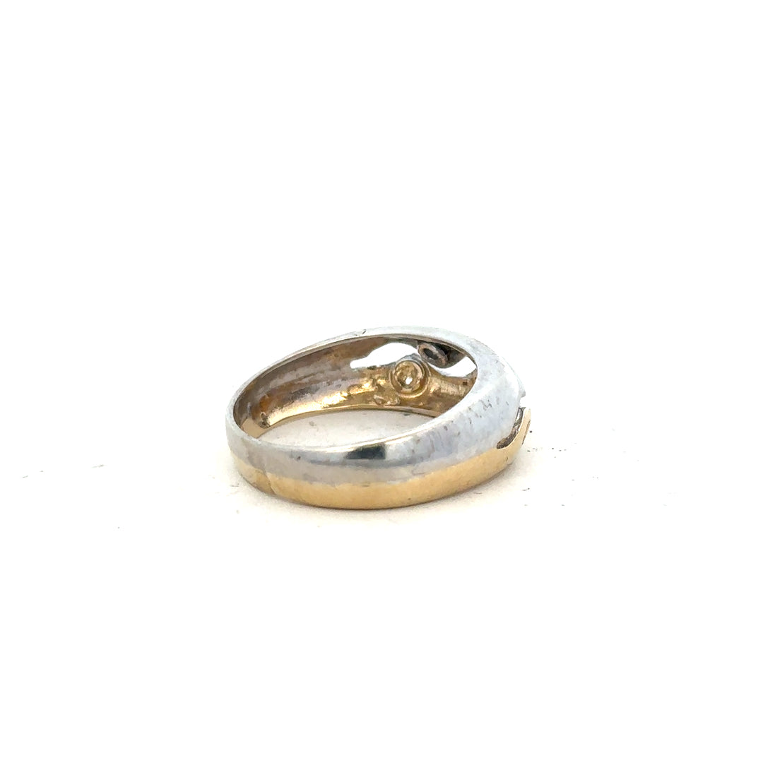 9ct yellow gold ring in size U with a smooth band, unbranded, featuring a polished finish and classic design.