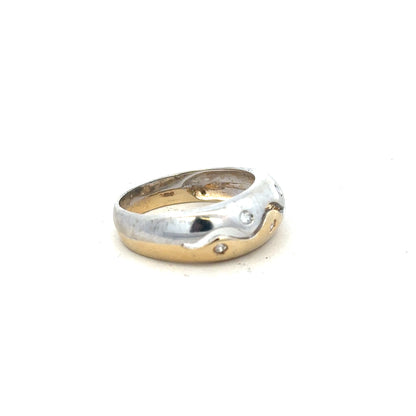 9ct yellow gold ring size U with a smooth band, unbranded jewelry piece displayed on a plain background.