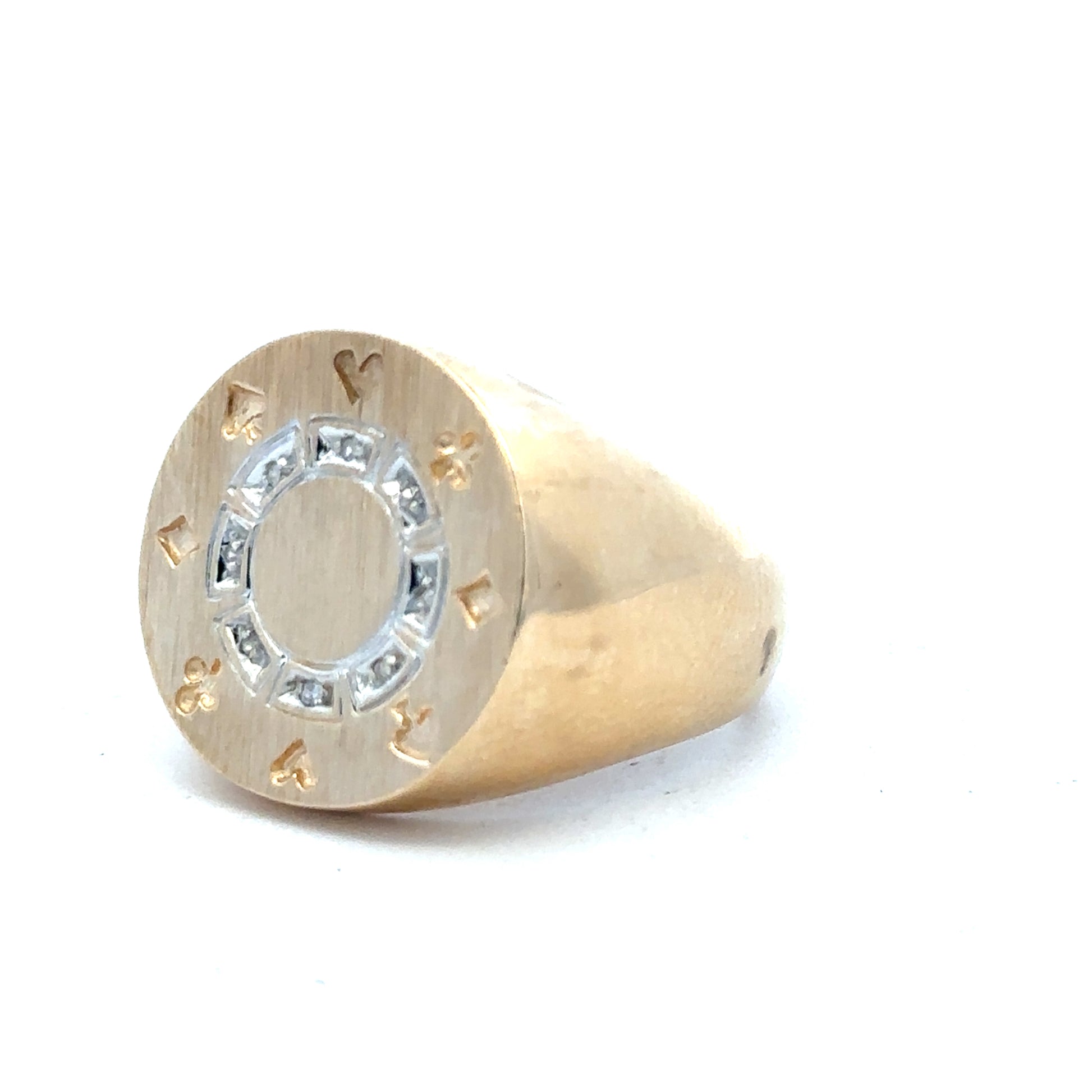 9ct yellow gold ring size U with a smooth band, unbranded jewelry piece displayed on a neutral background.