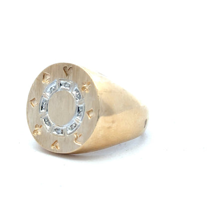 9ct yellow gold ring size U with a smooth band, unbranded jewelry piece displayed on a neutral background.