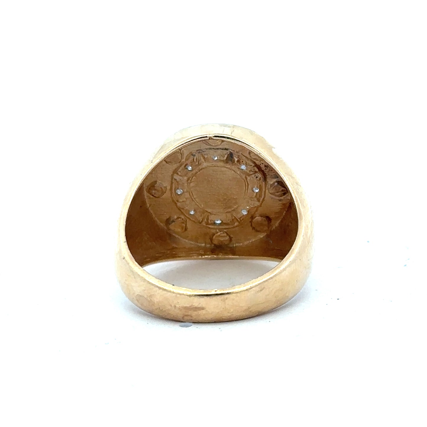 9ct yellow gold ring in size U with a smooth polished finish, unbranded jewelry piece displayed against a neutral background