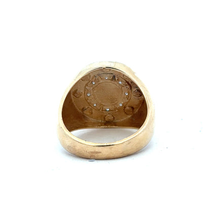 9ct yellow gold ring in size U with a smooth polished finish, unbranded jewelry piece displayed against a neutral background