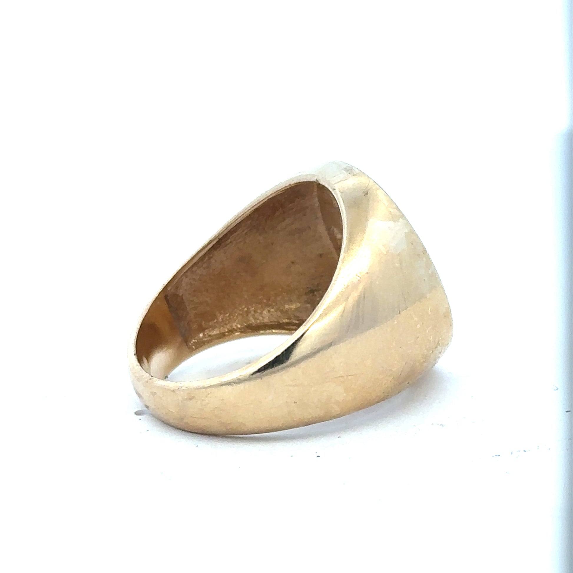9ct yellow gold ring size U with simple band design, unbranded jewelry showcasing a shiny gold finish.