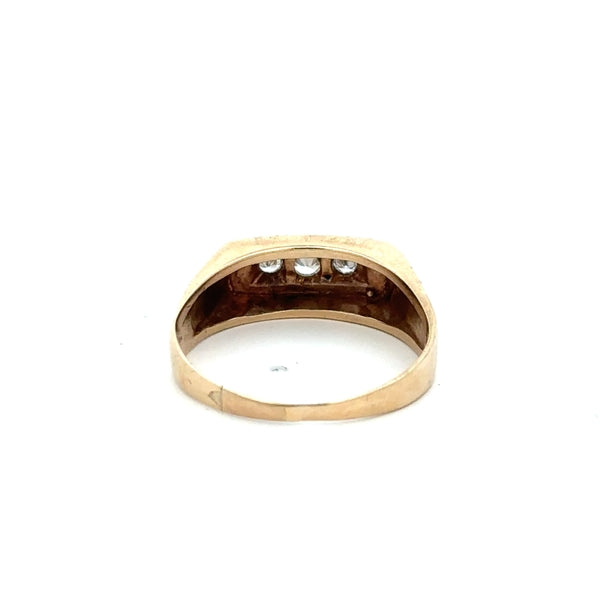 9ct yellow gold ring in size W with a smooth band, unbranded jewelry piece, shown with a close-up view of the ring.
