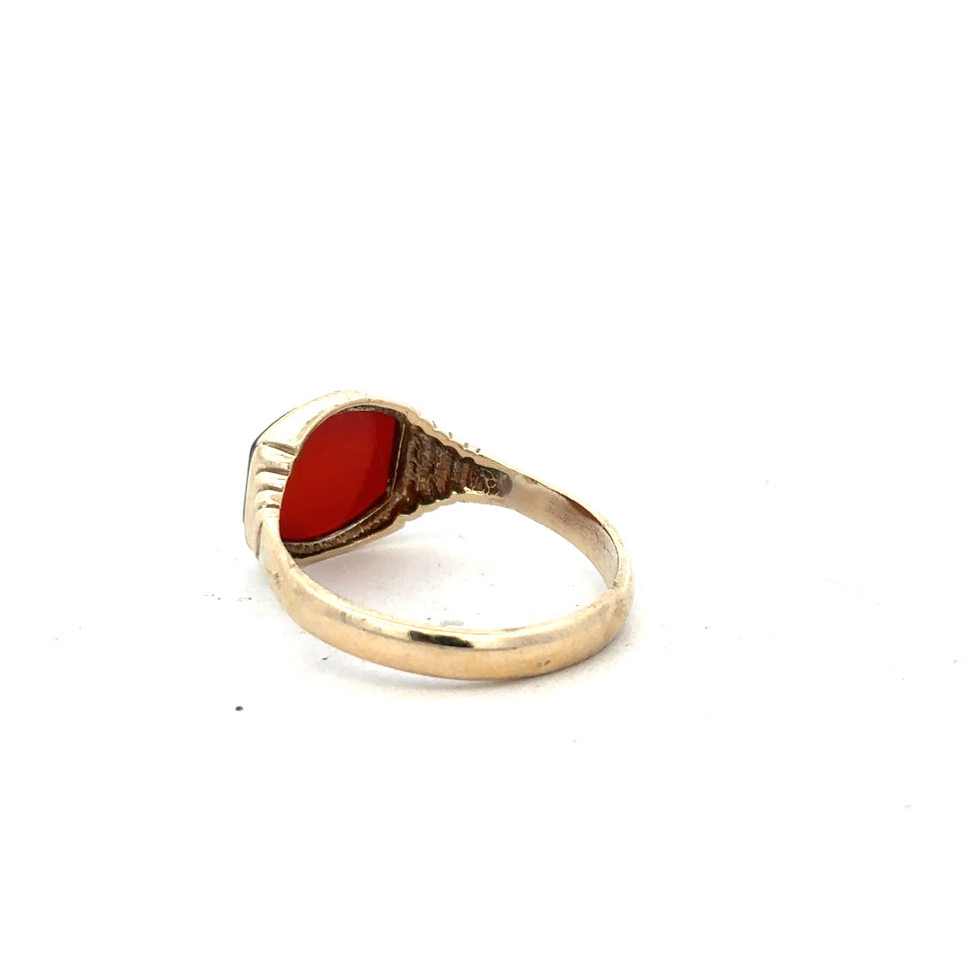9ct yellow gold ring in size Y1/2 with a smooth band, unbranded jewelry piece visible in the image.