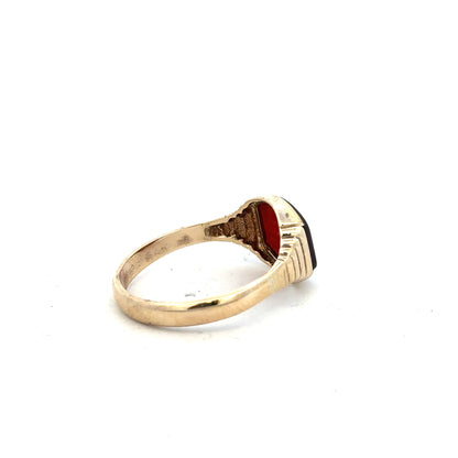 9ct yellow gold ring in size Y1/2 with a smooth band, unbranded jewelry, displayed against a neutral background.