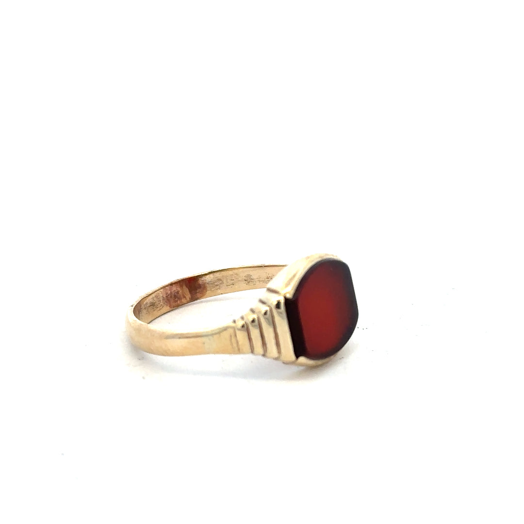 9ct yellow gold ring in size Y1/2 with a simple band design, unbranded jewelry displayed on a plain background.