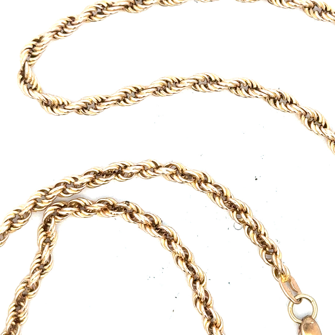 9ct yellow gold rope chain with a bold, twisted design, weighing 16.5g, showcasing a luxurious and classic jewelry piece