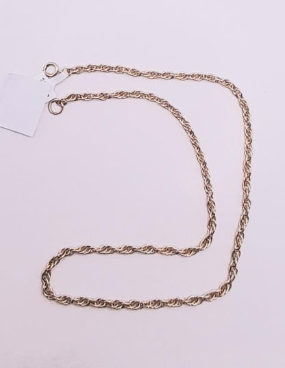 9ct yellow gold rope chain, 16 inch length, 9.4g, with detailed woven design, unbranded jewelry accessory