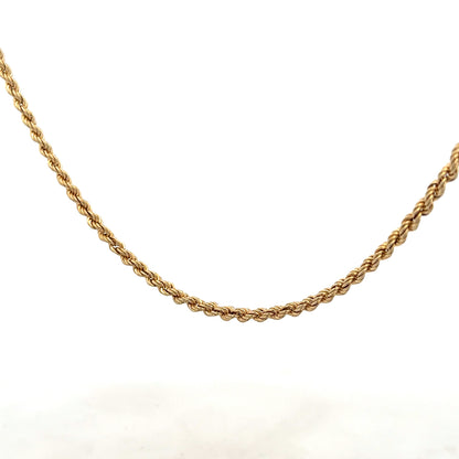 9ct yellow gold rope chain weighing 3.7g, unbranded jewelry chain with intricate rope design and polished finish.