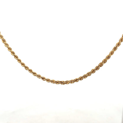 9ct yellow gold rope chain, unbranded, 3.7g, featuring a detailed twisted design and polished finish.