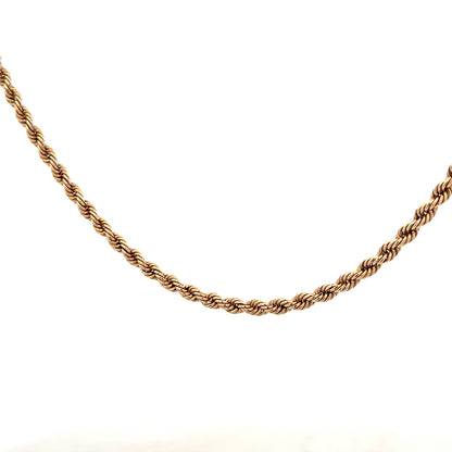 9ct yellow gold rope chain, unbranded jewelry, 5.5g, showing the detailed twisted rope design and polished finish.