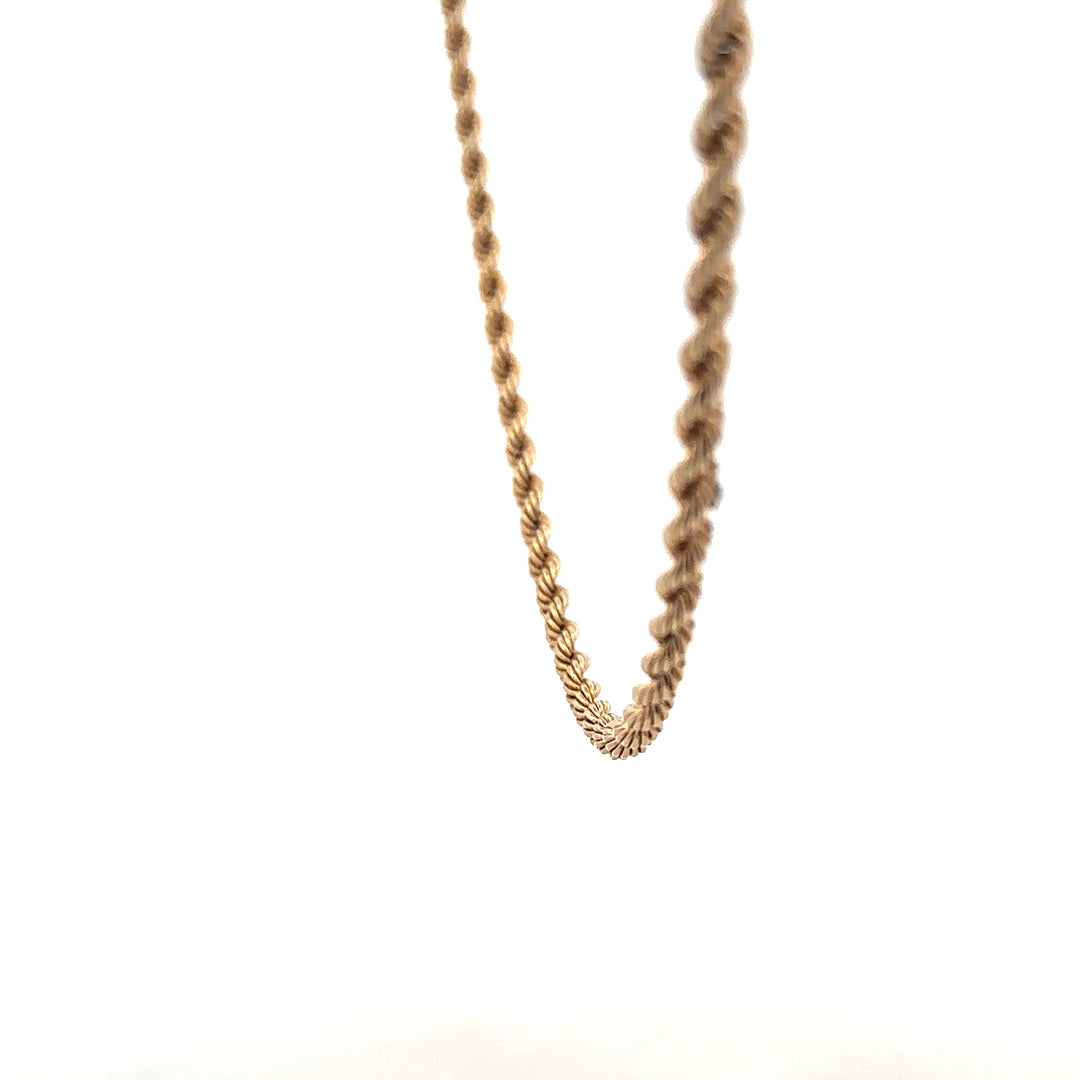 9ct yellow gold rope chain, unbranded, showcasing its twisted design and polished finish, weighing 5.5 grams.