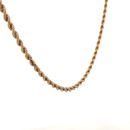 9ct yellow gold rope chain, 5.5g, unbranded, with a detailed close-up of the twisted gold links.
