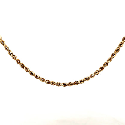 9ct yellow gold rope chain, unbranded, 7.2g, showcasing a detailed twisted gold design with a secure clasp.