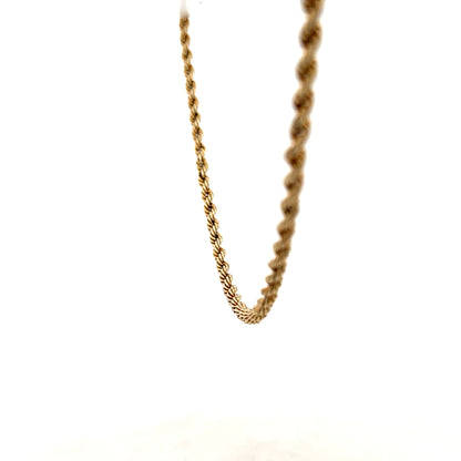 9ct yellow gold rope chain, 7.2g, unbranded, showcasing a detailed twisted rope design with a polished finish.