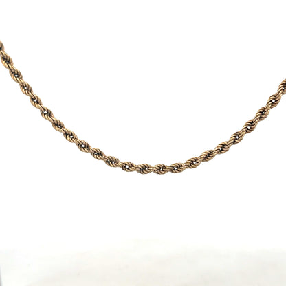 9ct yellow gold rope chain, unbranded, 7g, showcasing a detailed twisted design on a jewelry chain.