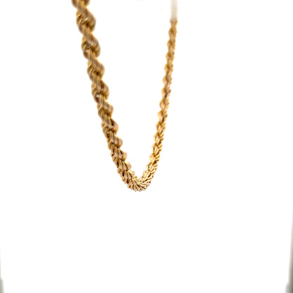9ct yellow gold rope chain weighing 9.4g, featuring a detailed twisted design, unbranded jewelry chain for versatile wear.