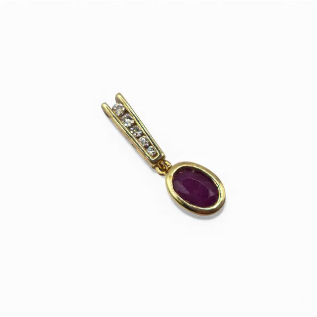 9ct yellow gold ruby and diamond pendant with intricate design, showcasing vibrant gemstones and elegant craftsmanship.