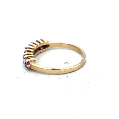 9ct yellow gold ruby and diamond ring, size J1/2, featuring a vibrant ruby and sparkling diamonds on an elegant gold band