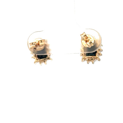9ct yellow gold sapphire and diamond earrings, unbranded, with a delicate design and lightweight 1.9g.