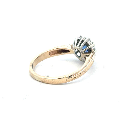 9ct yellow gold sapphire and diamond ring, size L1/2, featuring a sparkling gemstone and elegant gold band.