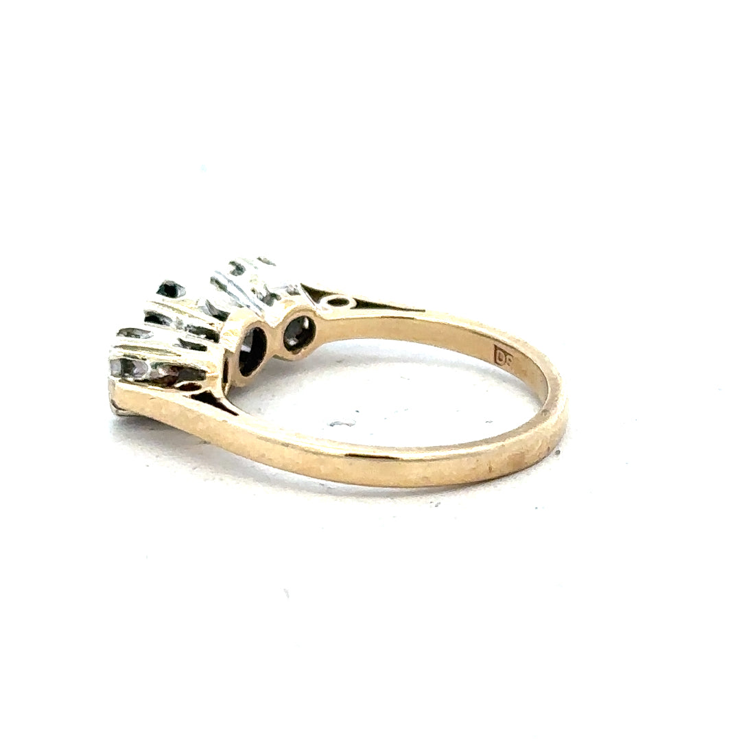 9ct yellow gold sapphire and diamond ring in size L 1/2, featuring a sparkling gemstone and elegant design.