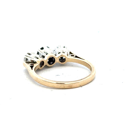 9ct yellow gold sapphire and diamond ring in size L1/2, featuring a sparkling gemstone design and elegant band.