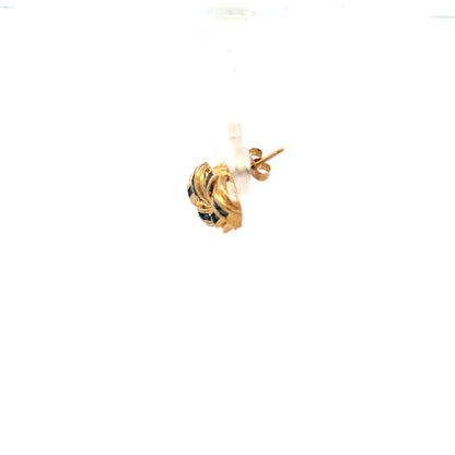 9ct yellow gold sapphire earrings with a delicate design, featuring vibrant blue sapphires set in gold.