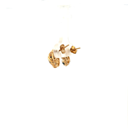 Yellow gold sapphire earrings with a sleek design, featuring sapphires set in 9ct yellow gold, weighing 2.4g.