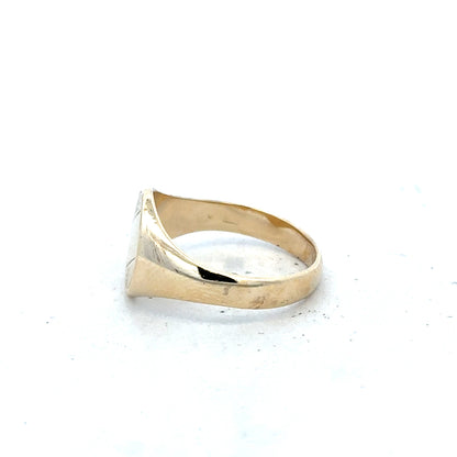 9ct yellow gold signet ring in size X1/2 with a polished finish, unbranded jewelry ring for men or women.