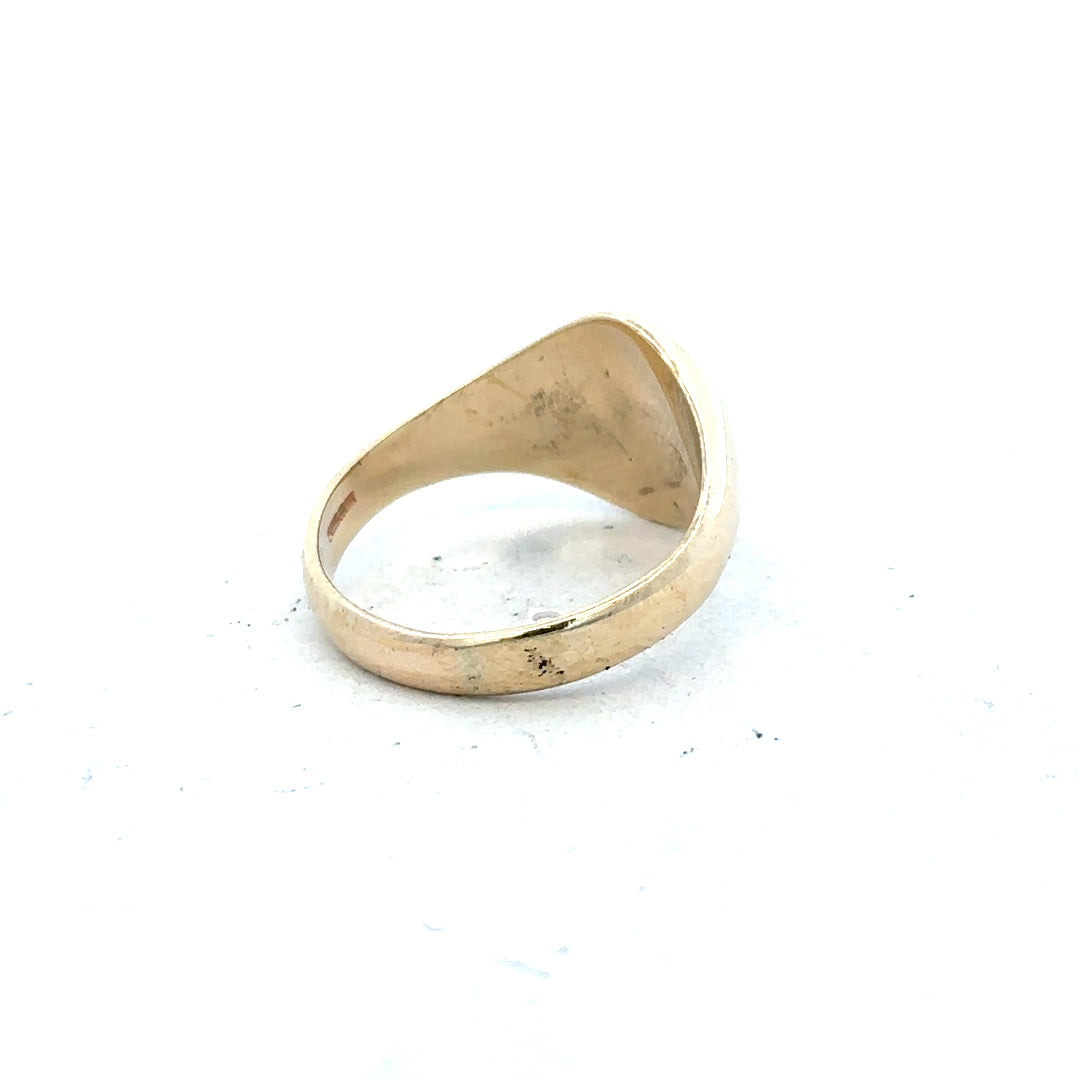 9ct yellow gold signet ring in size X1/2 with a polished finish, unbranded gold ring for men or women.