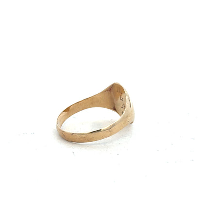 9ct yellow gold signet ring in size Y with a smooth, polished surface, unbranded, designed for classic style.