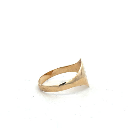 9ct yellow gold signet ring in size Y with a smooth, polished surface, unbranded jewelry for men or women.