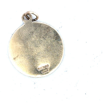 9ct yellow gold St. Christopher pendant, unbranded, weighs 5.7g, featuring detailed religious medal design.