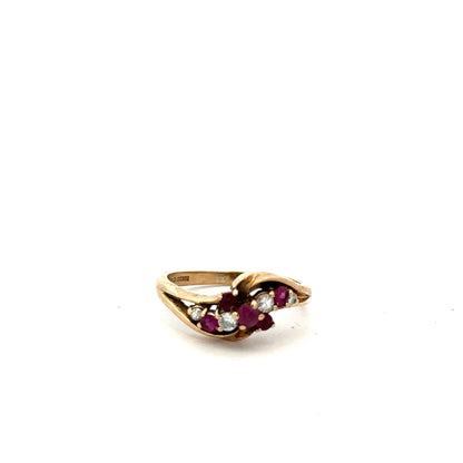 9ct yellow gold diamond ring size M1/2 with sparkling diamonds, unbranded, showcasing elegant jewelry design.