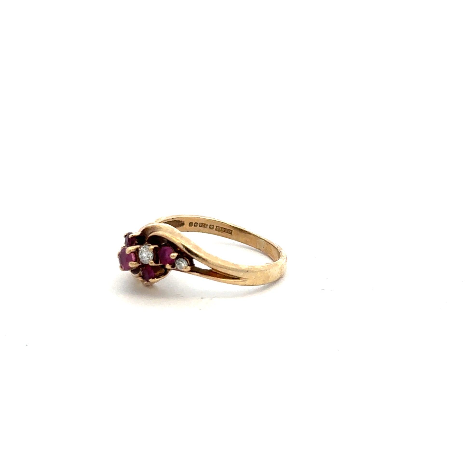 Unbranded 9ct yellow gold diamond ring size M1/2 with a delicate band and small sparkling diamonds on a white background.