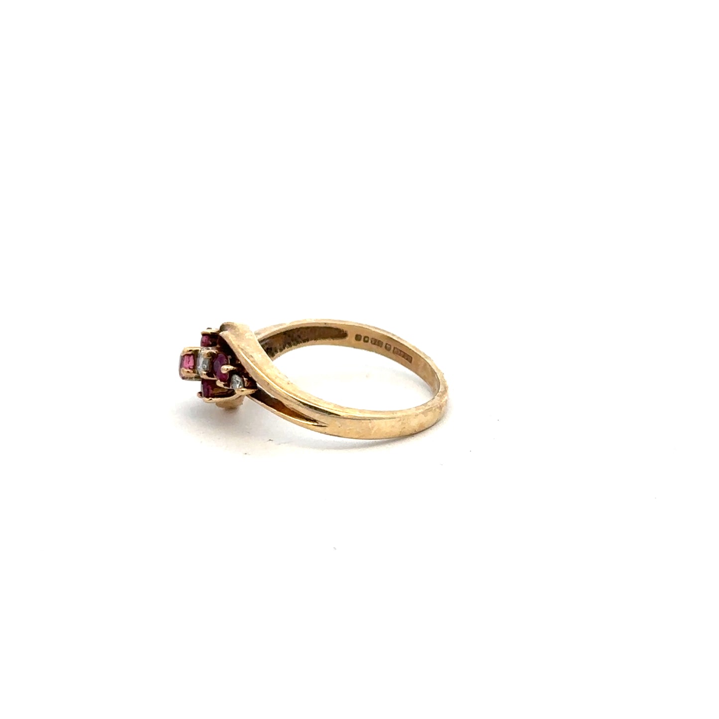 Yellow gold diamond ring in size M1/2, unbranded 9 carat yellow gold ring with small sparkling diamonds.